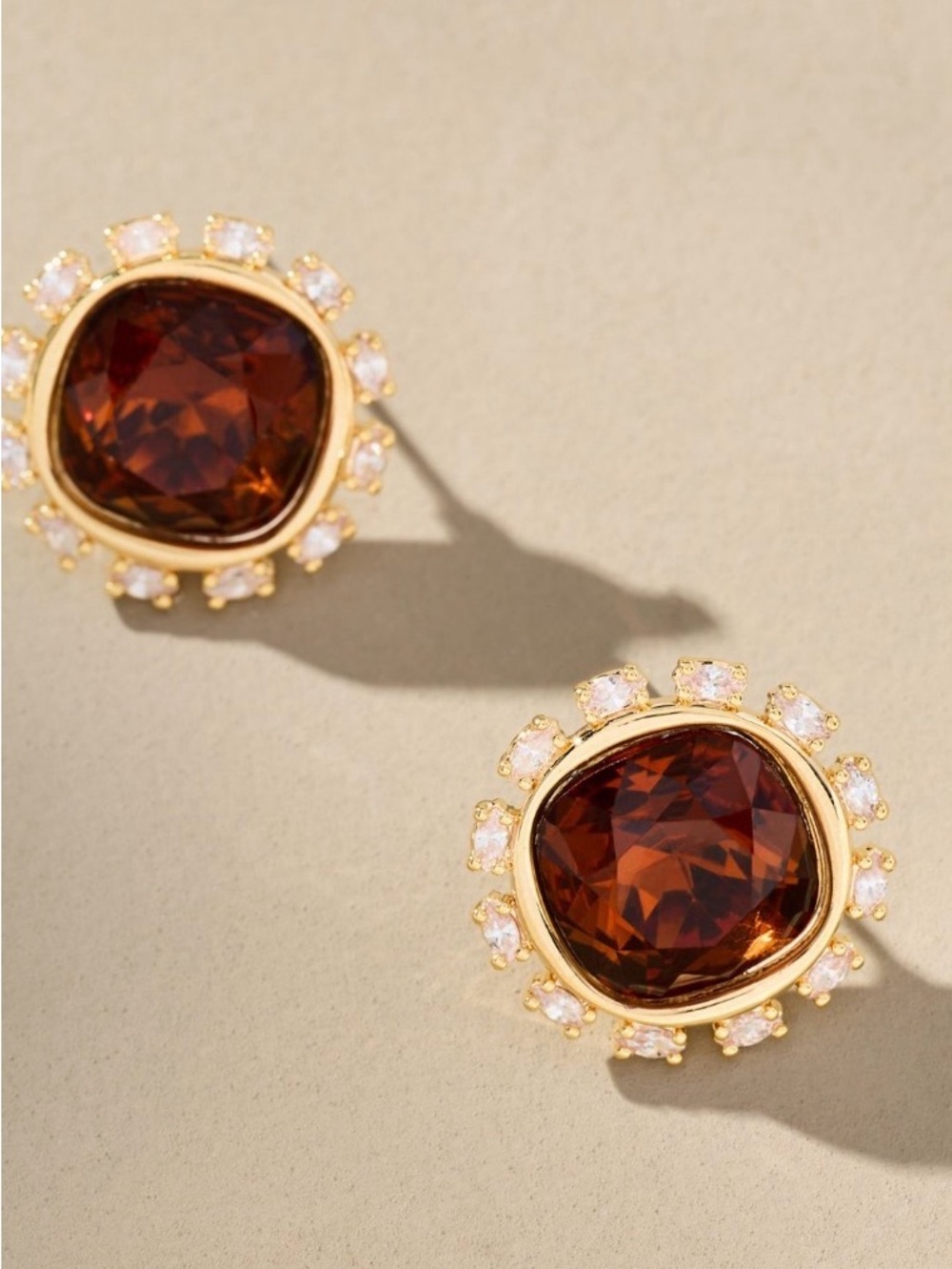Anthropologie Round Crystal Stud Earrings